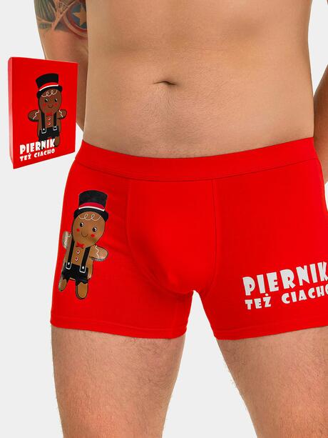 Świąteczne bokserki męskie z piernikiem zabawne