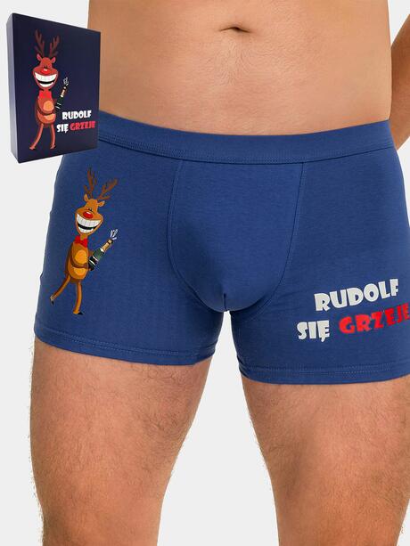 Świąteczne bokserki męskie ze śmiesznym napisem prezent