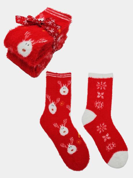 2-pak Świąteczny 35-38 damski z ozdobną wstążką na prezent