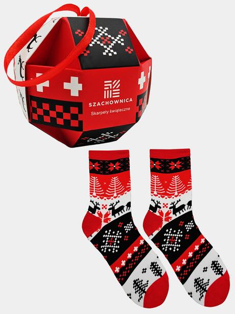 Świąteczne skarpetki 35-38 damskie bombka na prezent