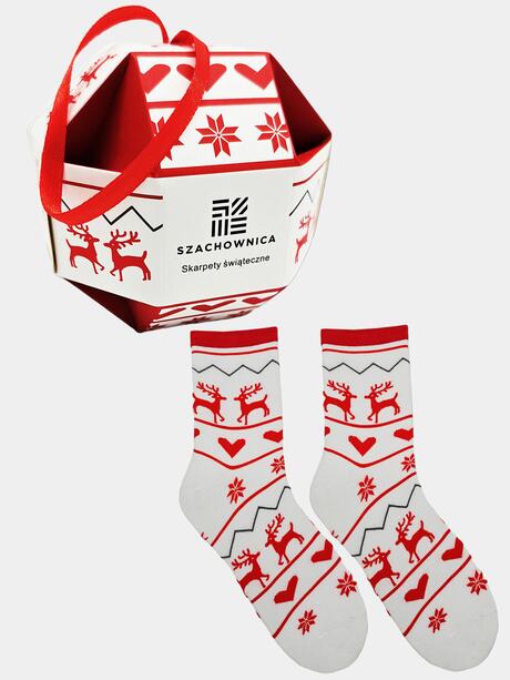 Świąteczne skarpetki 39-41 damskie bombka na prezent