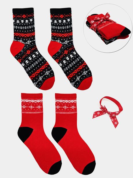 2-pak Świąteczny 39-41 damski z ozdobną wstążką