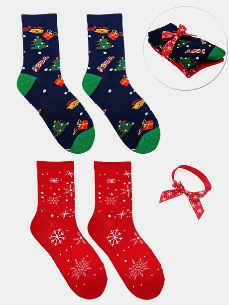 2-pak Świąteczny 35-38 damski z ozdobną wstążką