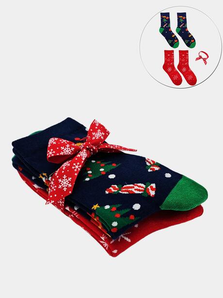 2-pak Świąteczny 35-38 damski z ozdobną wstążką