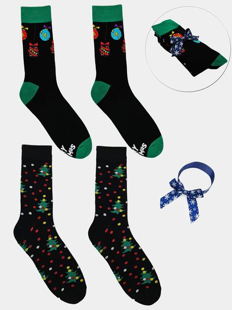 2-pak Świąteczny 39-42 męski z ozdobną wstążką