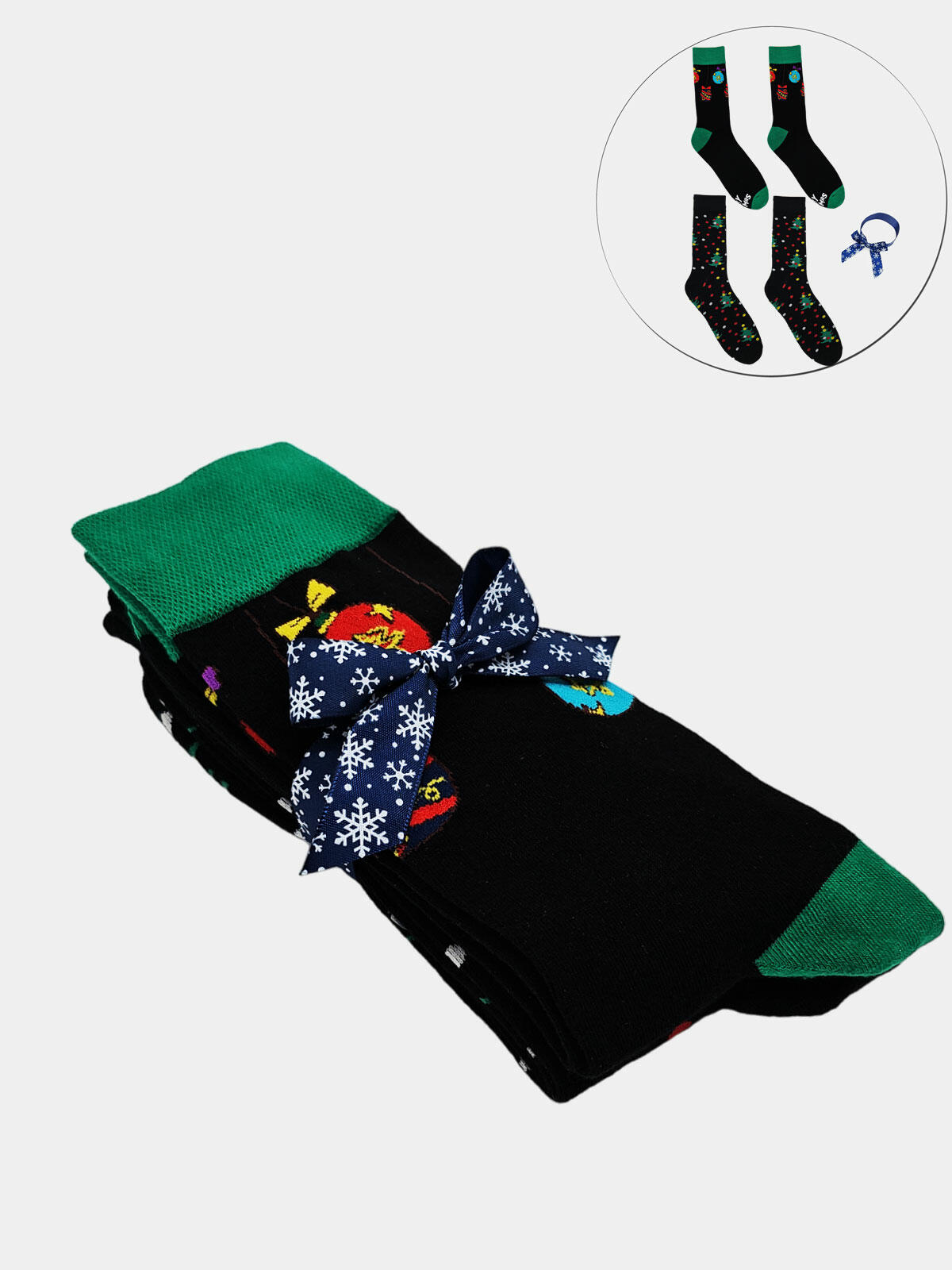 2-pak Świąteczny 43-45 męski z ozdobną wstążką