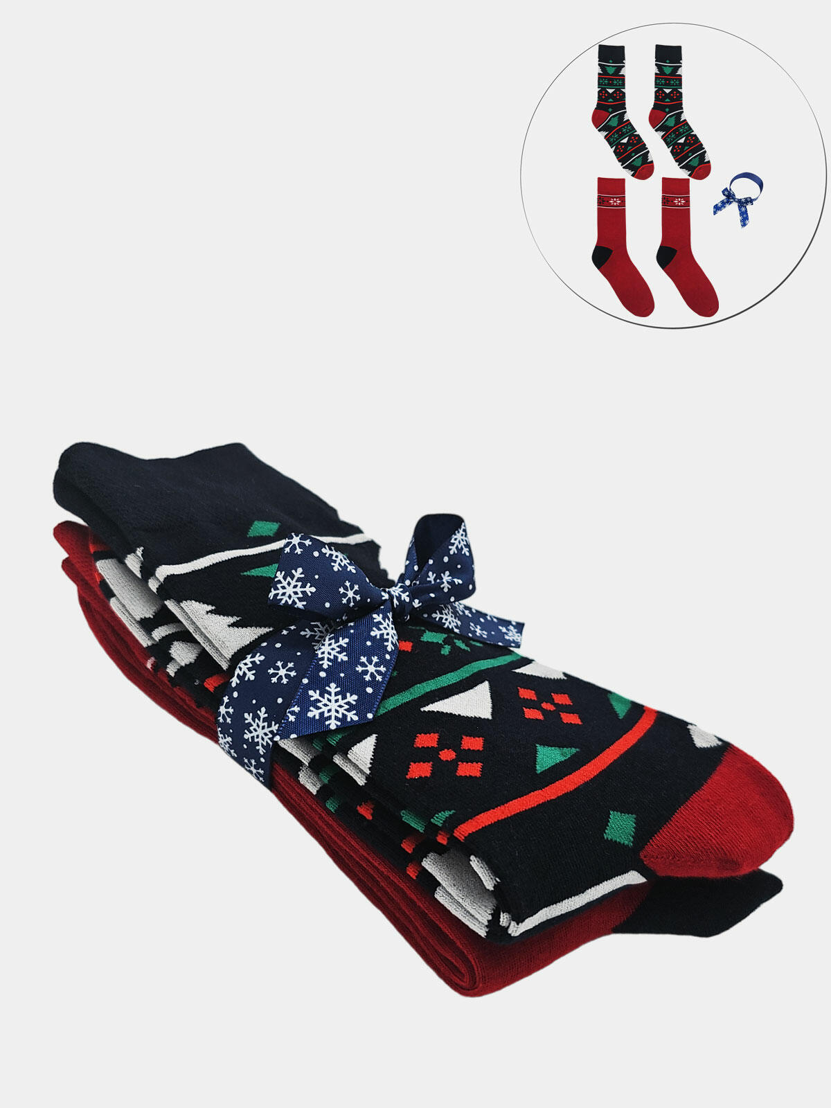 2-pak Świąteczny 43-45 męski z ozdobną wstążką