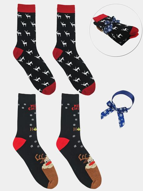 2-pak Świąteczny 43-45 męski z ozdobną wstążką