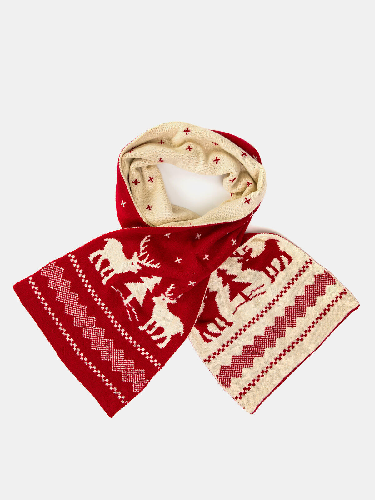 Świąteczny szalik z reniferami dwustronny