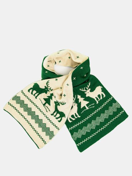 Świąteczny szalik z reniferami dwustronny