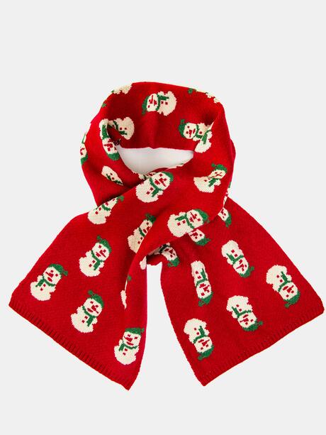 Szalik świąteczny w bałwanki