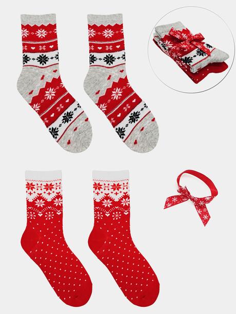 2-pak Świąteczny 39-41 damski z ozdobną wstążką