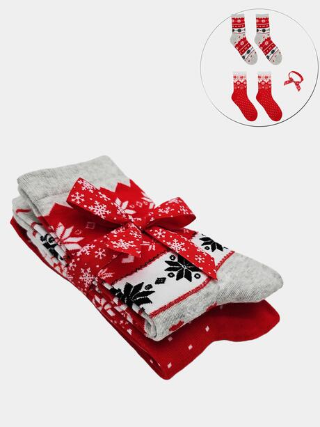 2-pak Świąteczny 39-41 damski z ozdobną wstążką