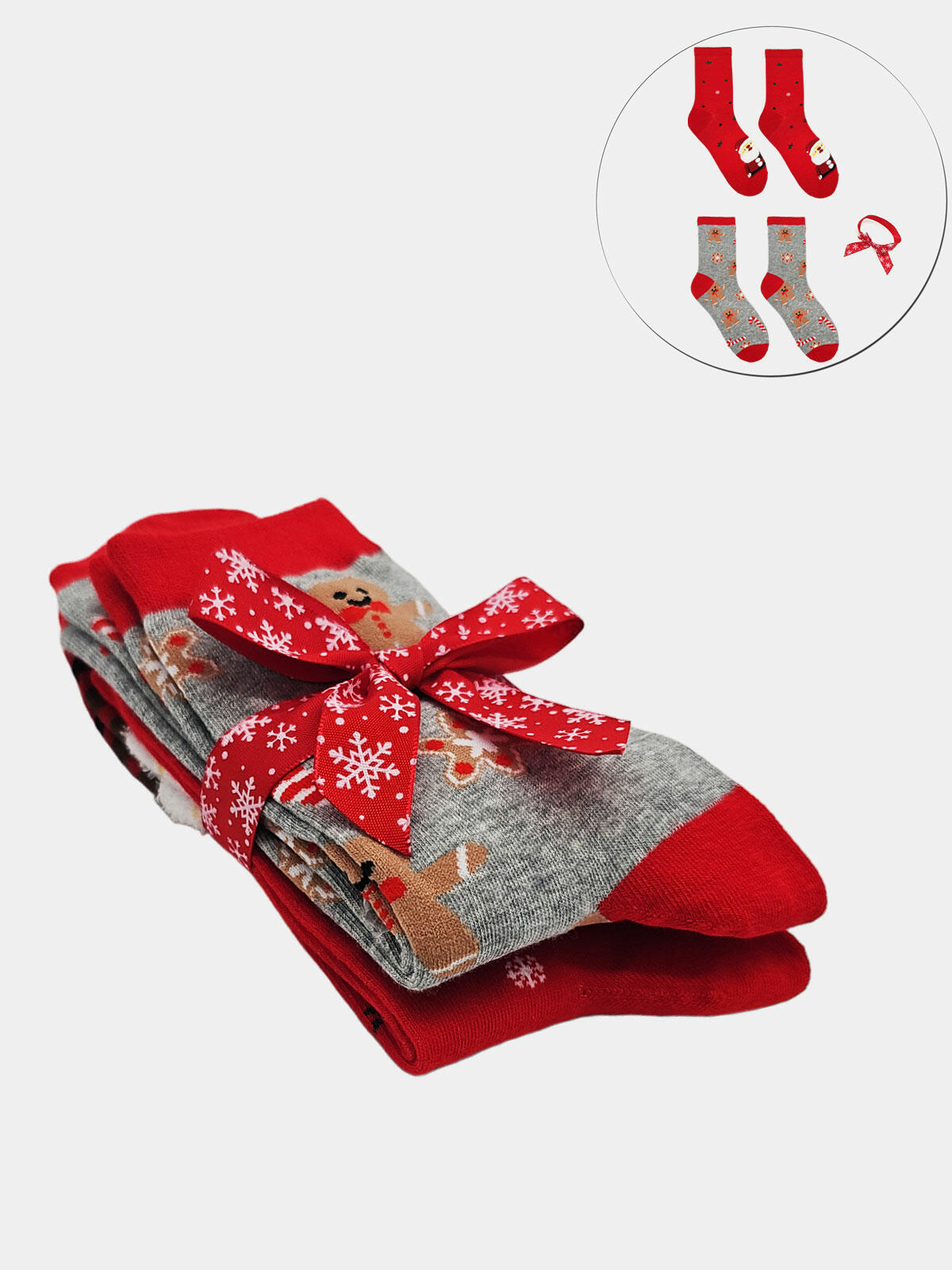 2-pak Świąteczny 35-38 damski z ozdobną wstążką