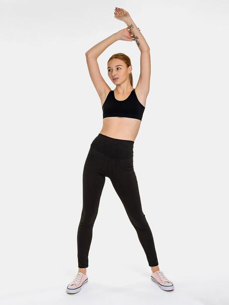 Prążkowane legginsy z wysokim stanem