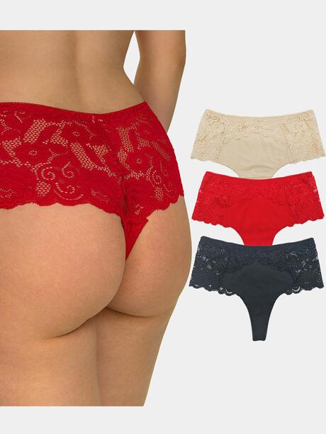 Stringi z wysokim stanem 3-pak 2XL