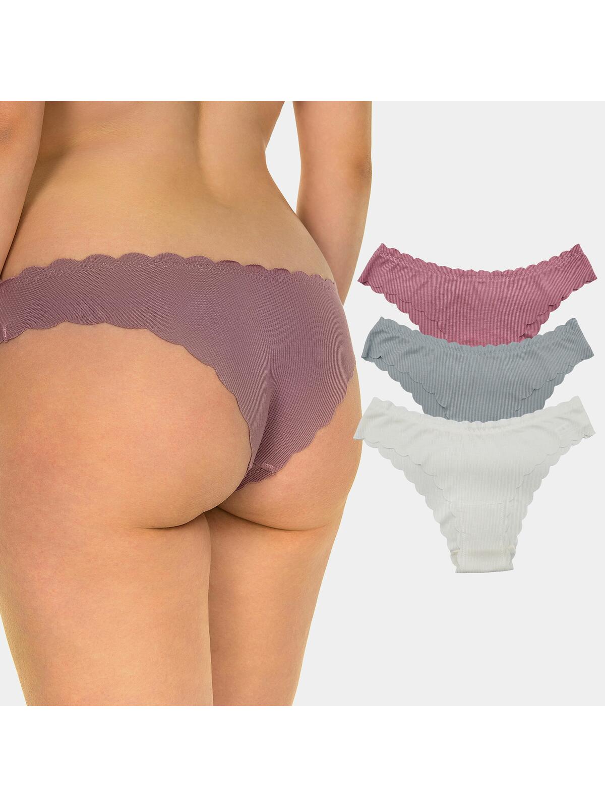 Majtki prążkowane bezszwowe 3-pak S