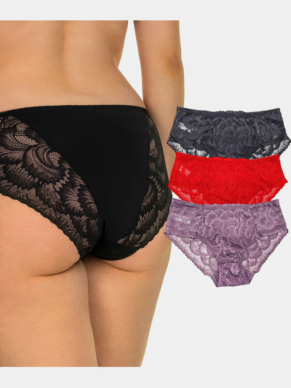 Koronkowe majtki 3-pak L