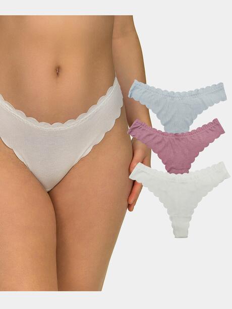 Stringi prążkowane bezszwowe 3-pak L