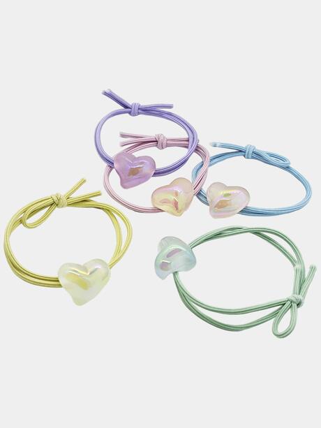 Gumki do włosów z serduszkiem 5 szt.
