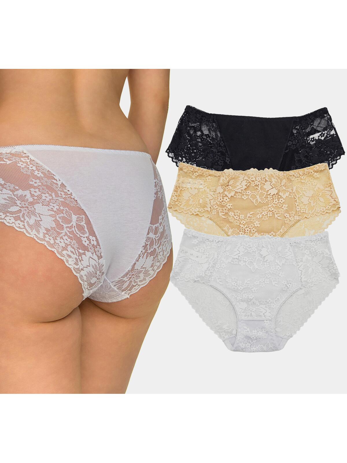 Majtki bawełniane z koronką 3-pak S