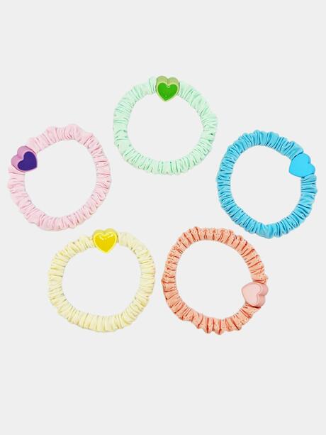 Gumki do włosów z serduszkiem 5 szt.