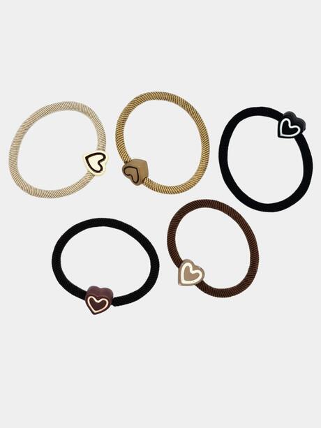 Klasyczne gumki do włosów z serduszkiem 5 szt.