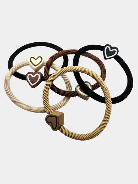 Klasyczne gumki do włosów z serduszkiem 5 szt.