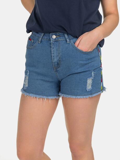 Szorty jeansowe z lampasem