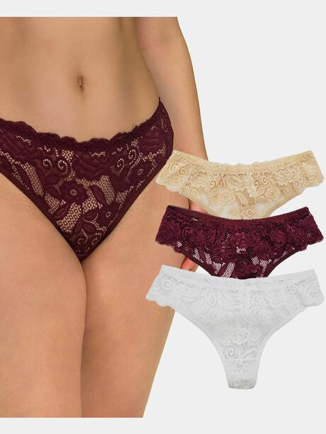 Stringi z koronki 3-pak M