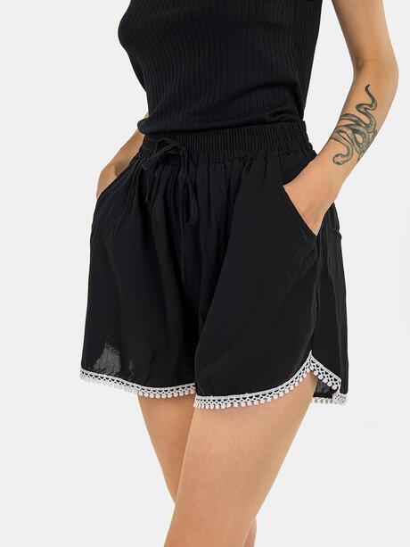 Czarne szorty z koronką