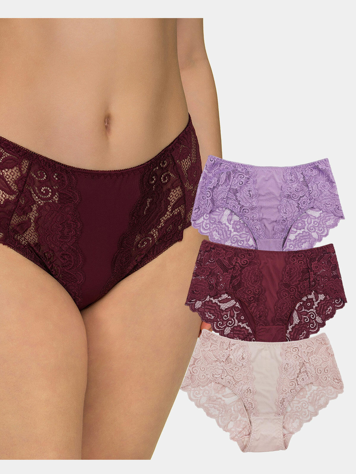 Majtki z wysokim stanem 3-pak L