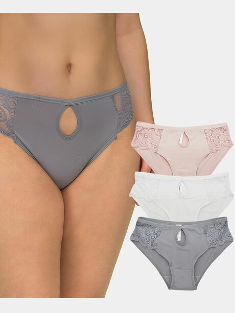 Majtki z ozdobnym wycięciem 3-pak S