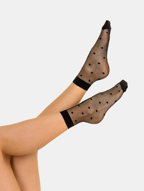 Czarne skarpetki rajstopowe w kropki 5-pak