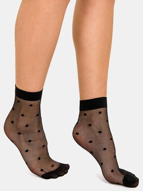Czarne skarpetki rajstopowe w kropki 5-pak