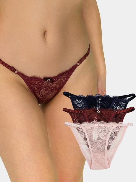 Koronkowe majtki 3-pak L