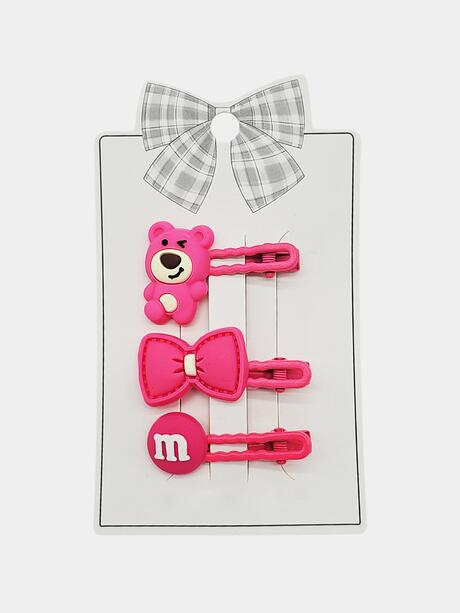 Zestaw 3 różowych spinek