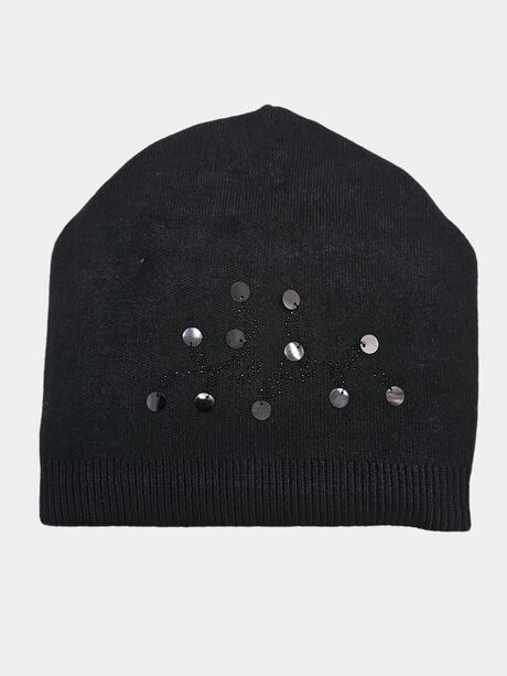 Czarna czapka z cekinami