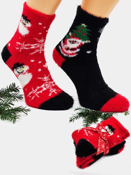 Ciepłe skarpetki świąteczne typu alpaka 2-pak na prezent 39-41