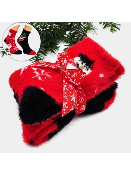 Ciepłe skarpetki świąteczne typu alpaka 2-pak na prezent 39-41