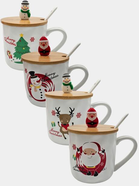 Świąteczny kubek z pokrywką i łyżeczką