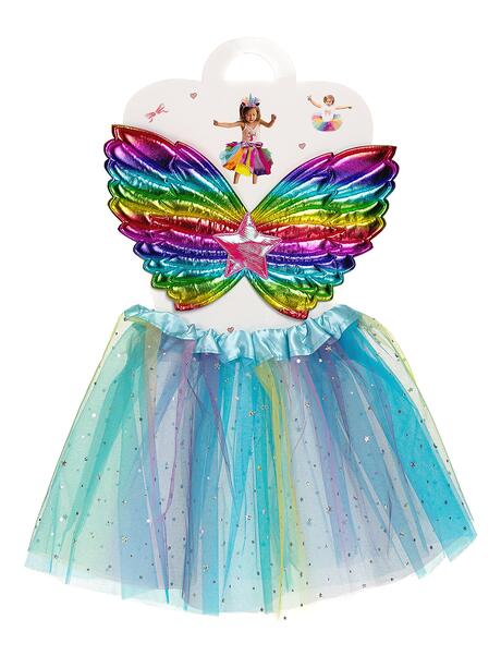Strój z tęczowymi skrzydłami