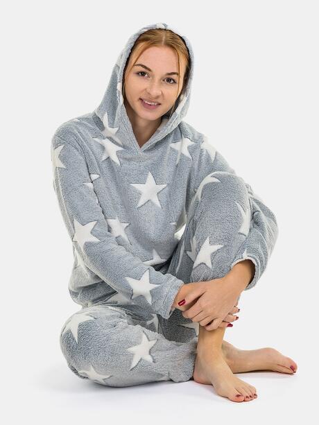 Polarowa piżama z kapturem