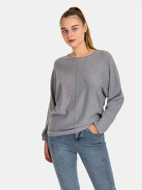Szara bluzka z przeszyciem