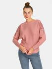 Różowy sweter z ozdobnymi rękawami