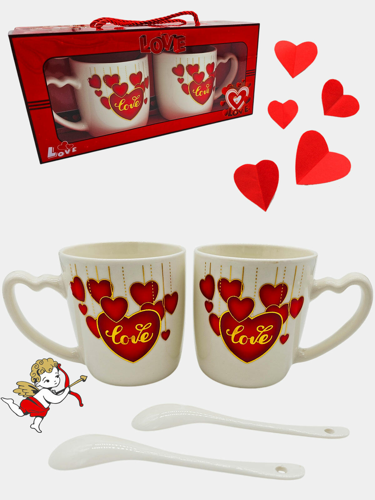 Zestaw kubków z łyżeczkami