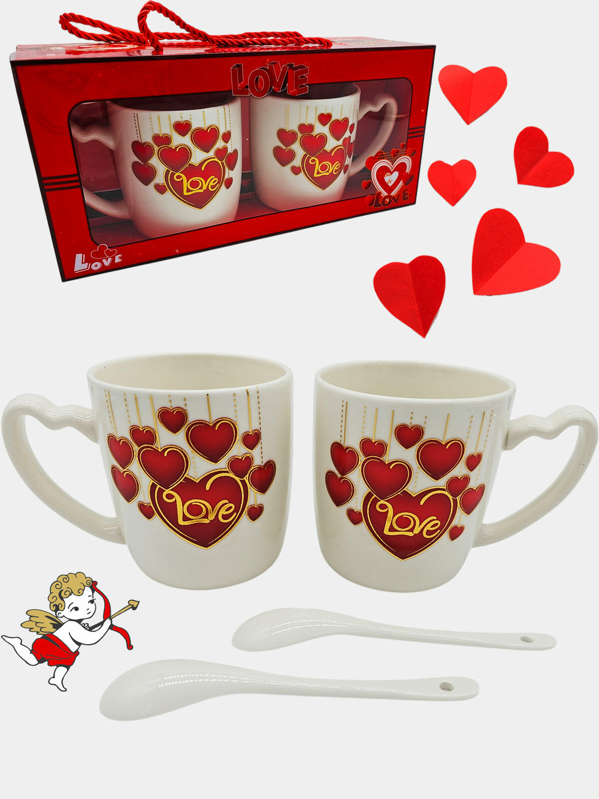 Zestaw kubków z łyżeczkami