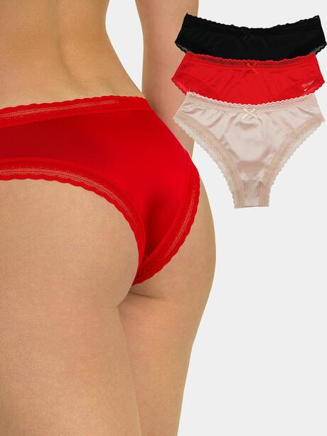 Majtki z koronkowym wykończeniem 3-pak S