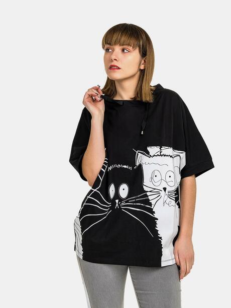 Bluzka z nadrukiem i wiązaniem