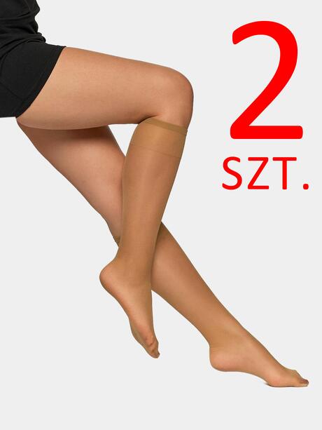 Podkolanówki jasny brąz 2-pak 15 DEN